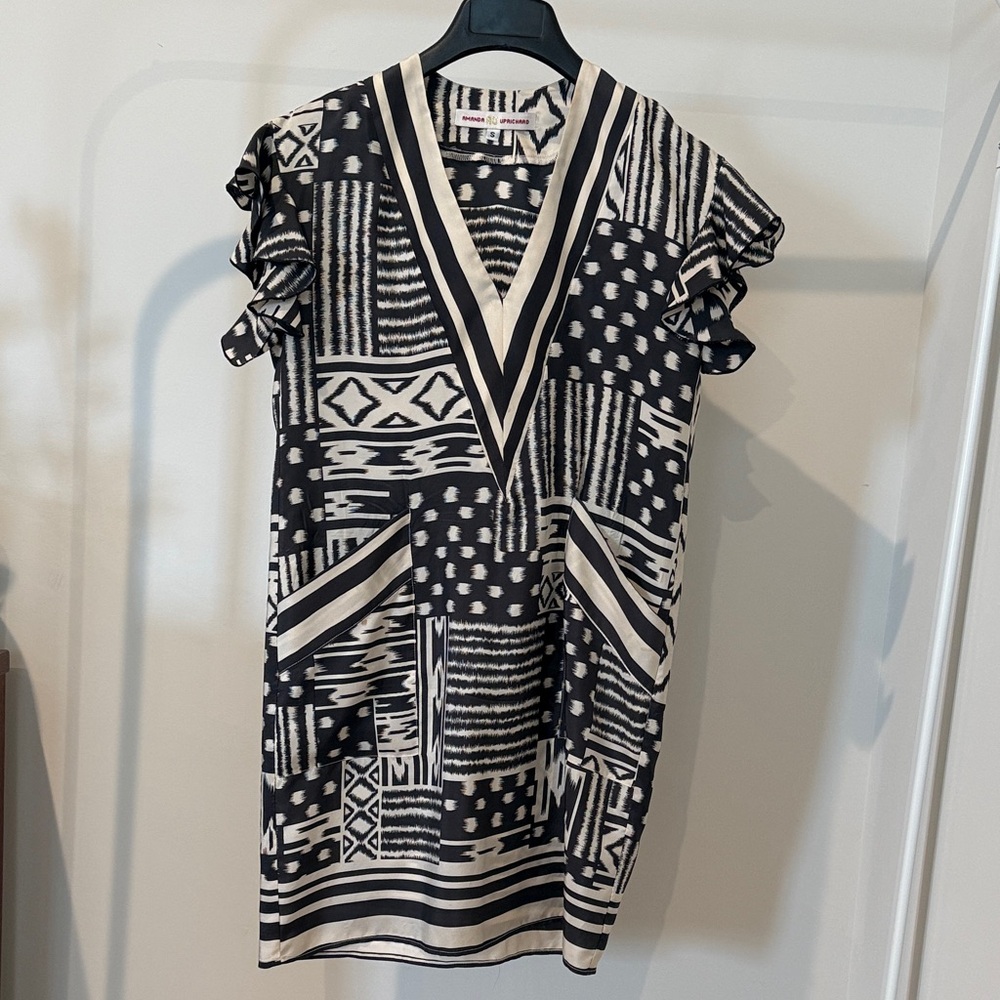 Amanda Uprichard Black and White Geometric Mini Dress
